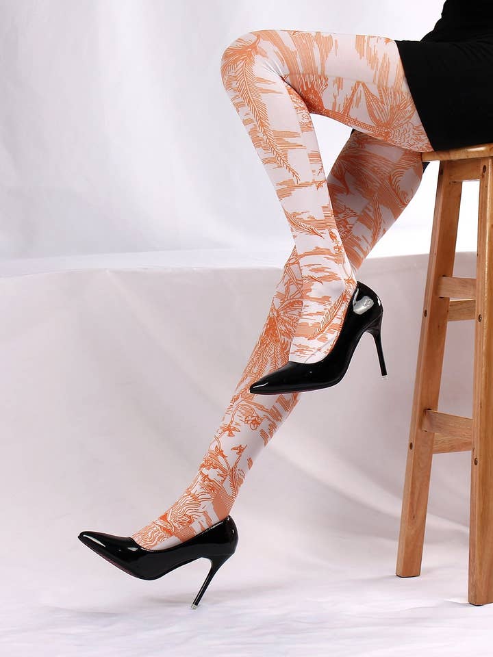 SALINA TRADING INC - Wholesale Tights - Women's - Abstract Floral Print Tights Trendy Nylon Women's Tights5