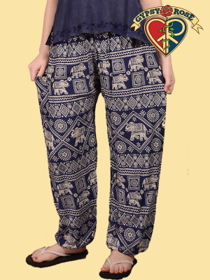 Gypsy Rose - Wholesale Pants - Women's - Elephants On Parade Rayon Harem Pants0