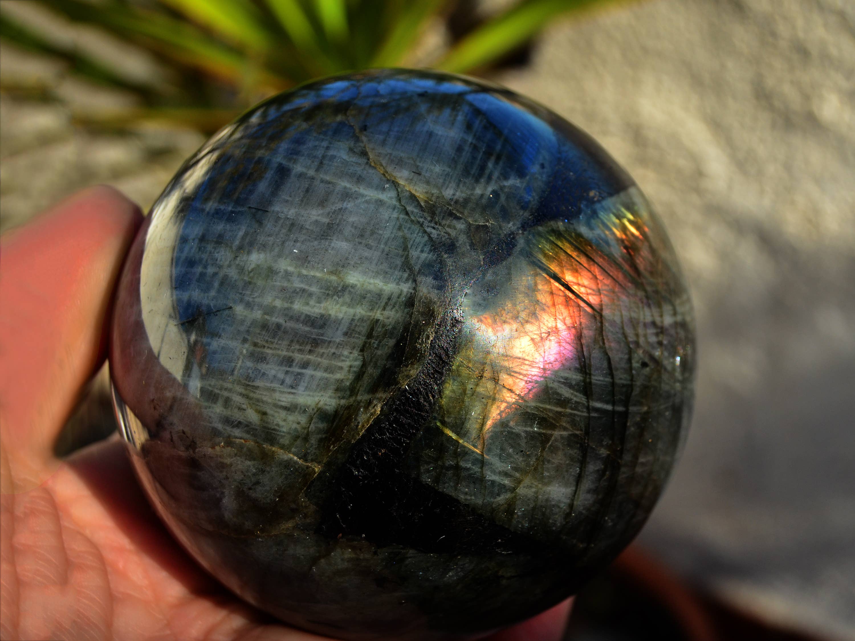 Kaia & Crystals - Wholesale Spiritual stone/crystal - XL Natural Labradorite Sphere Stone (65mm - 100mm)8
