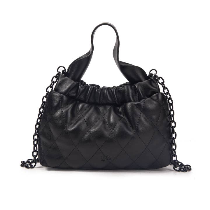 Oline black vegan leather chain shoulder bag for wholesale by Excess Paris