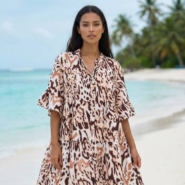 LOFDWS Italian One Size Wild Sand Tiered Dress for wholesale by LOOWIE