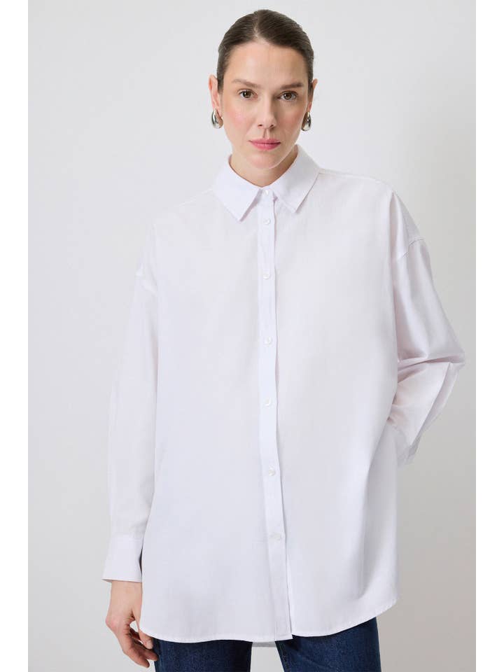 Beyaz RELAXED FIT POPLIN SHIRT for wholesale on Faire2