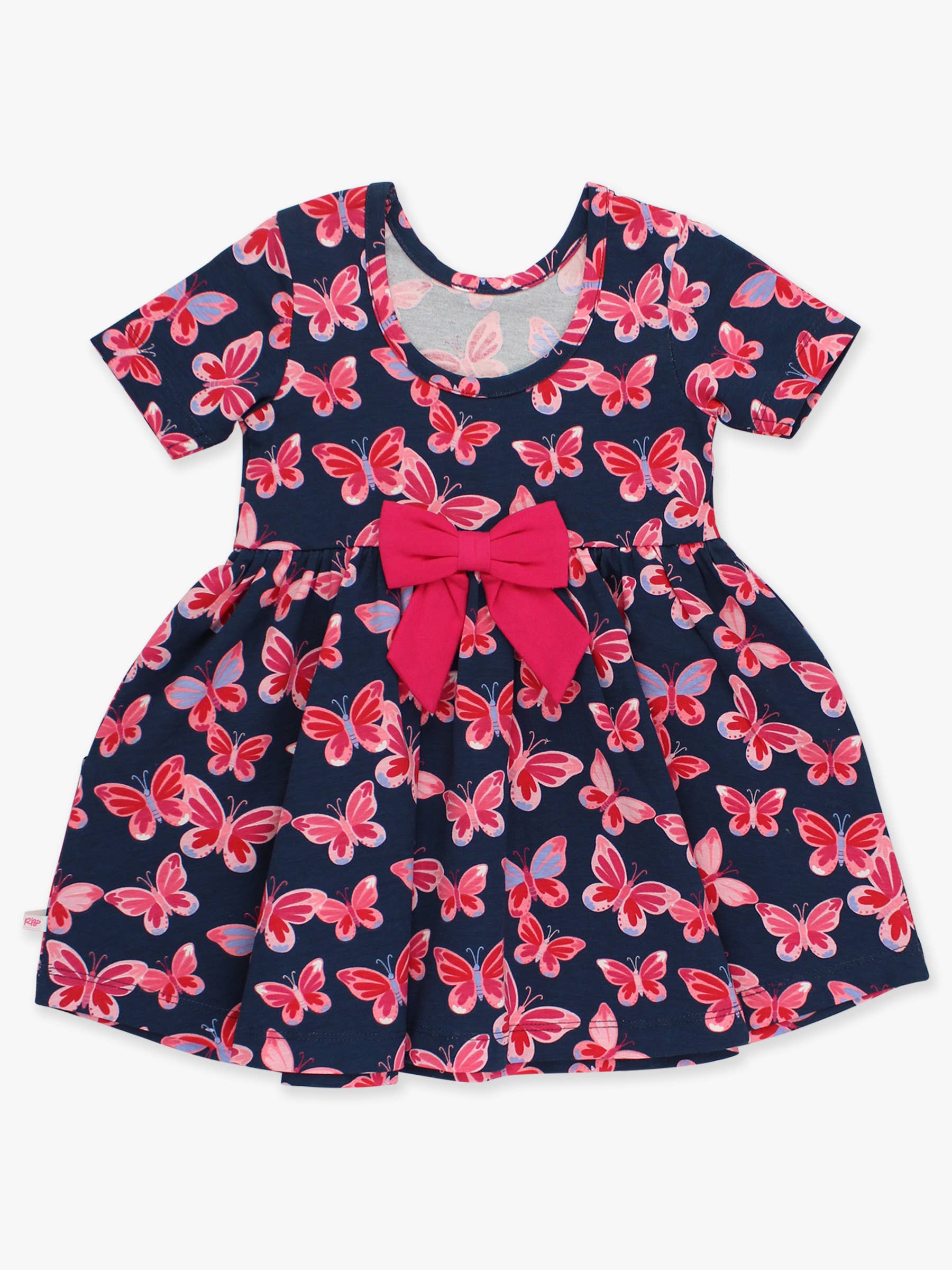 Navy Girls Butterfly Bliss Short Sleeve Knit Twirl Dress for wholesale on Faire8