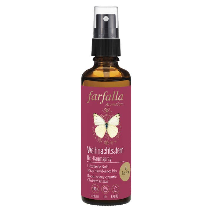 Christmas star, cinnamon, festive organic room spray, 75ml for wholesale by farfalla