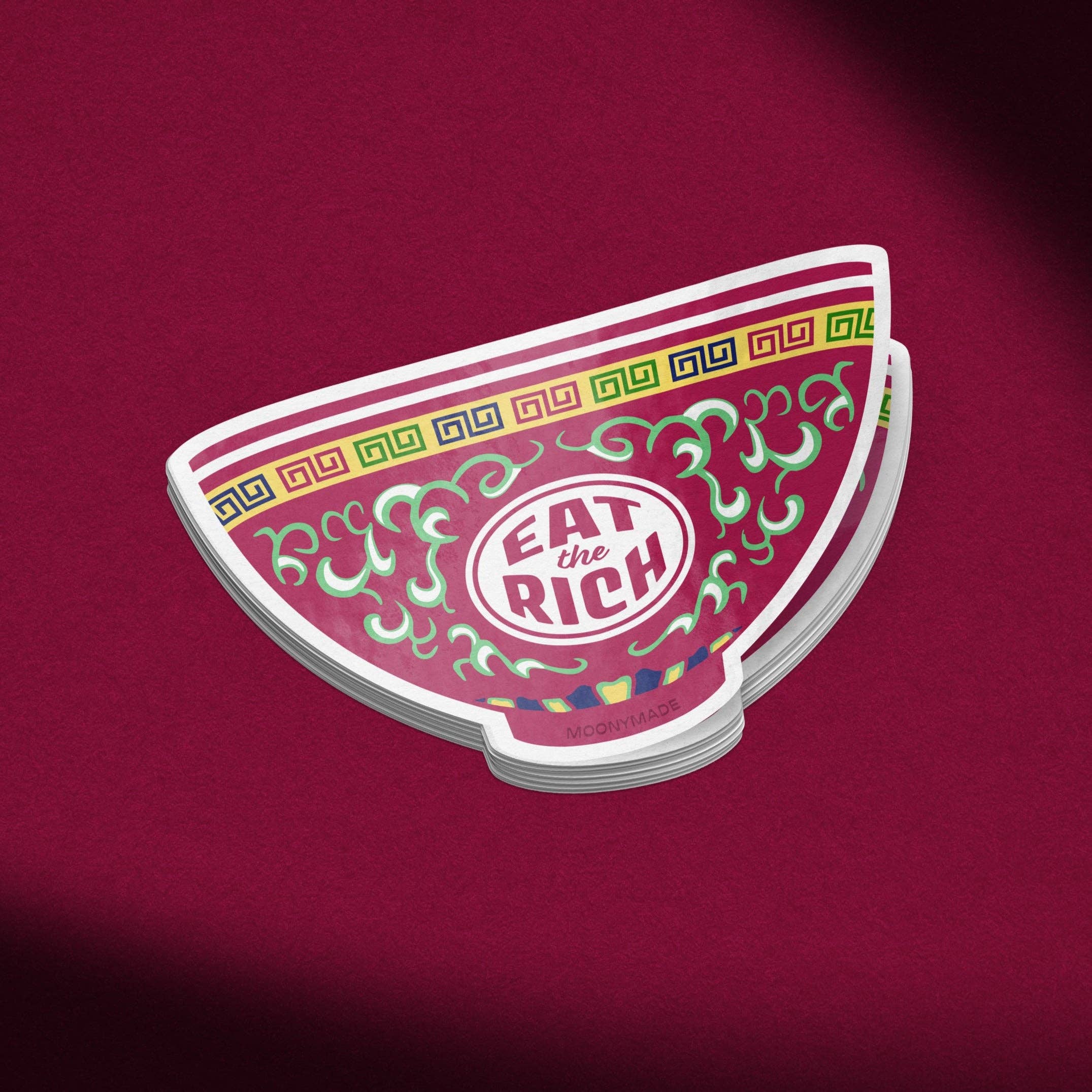 Moonymade - Wholesale Sticker - Eat the Rich Mun Shou Porcelain Bowl Vinyl Sticker0