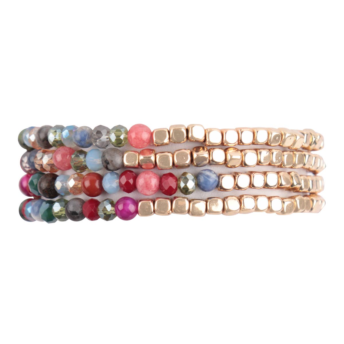MYS Wholesale Inc - Wholesale Beaded Bracelet - Brass, Stone, Glass Four Set Beads Bracelet12