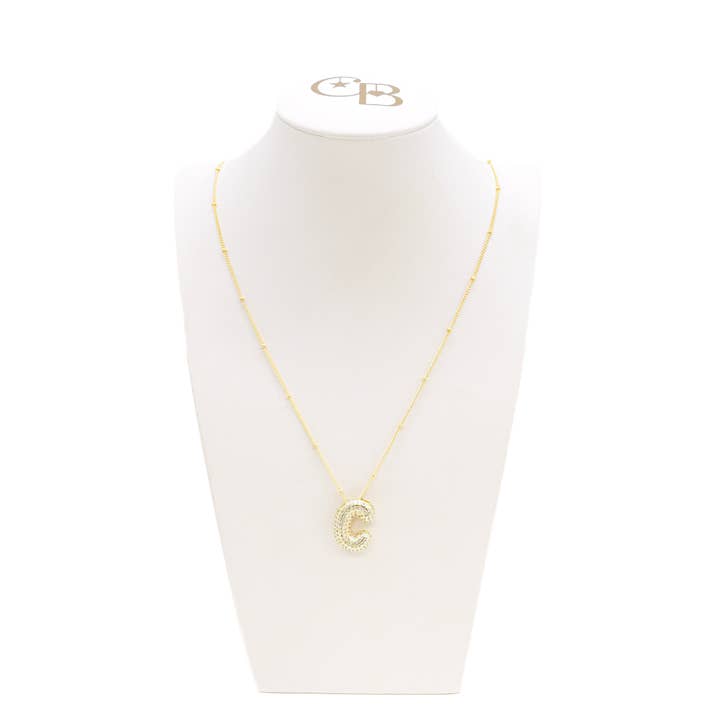 The Charm Bar Company - Wholesale Individual Charm/Pendant - Gold Slider Rhinestone Bubble Initial Charm25