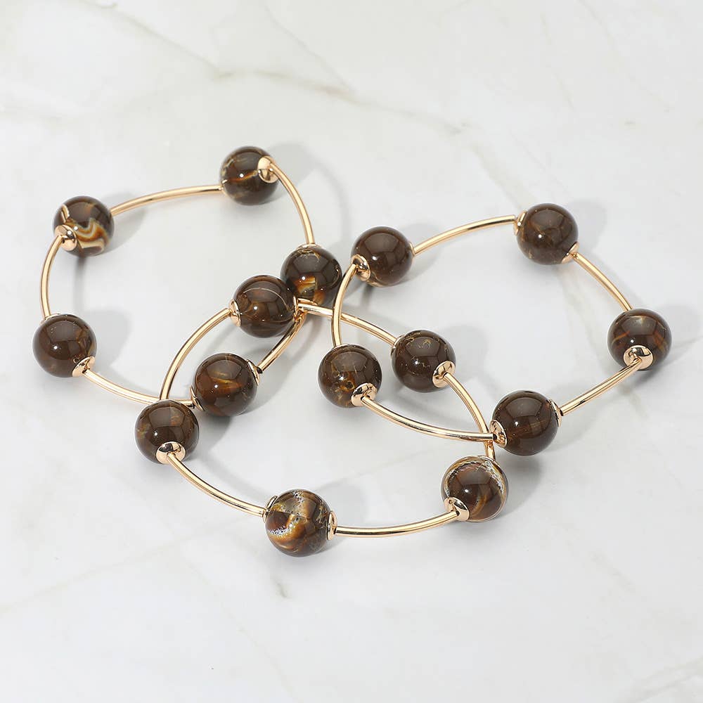 Sensibling Corp. - Wholesale Jewelry Set - 3PCS - Round Ball Wire Beaded Stretch Multi Layered Bracelets5