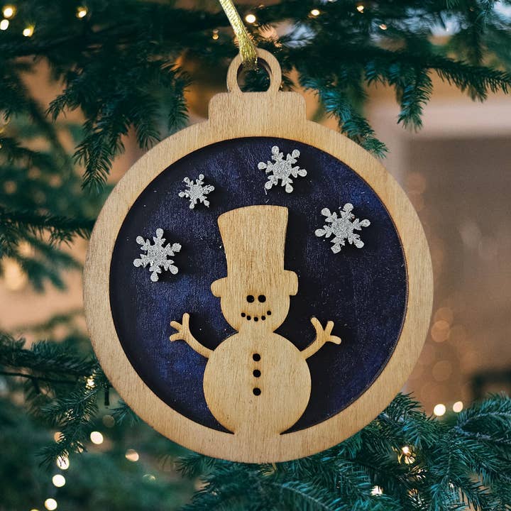 Wood Ornament (4.5") - Snowman for wholesale by Grain of Hope