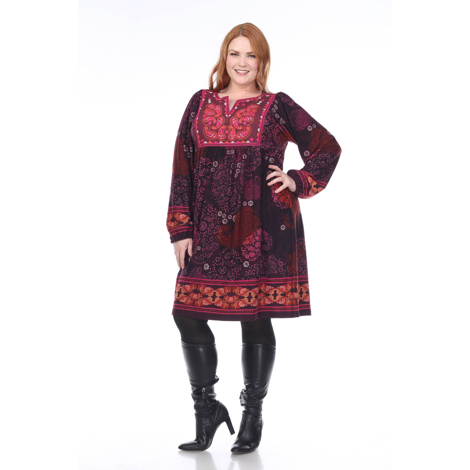 WHITE MARK – Großhandel Kleid – Damen – Besticktes Apolline Pulloverkleid - Plus Size2