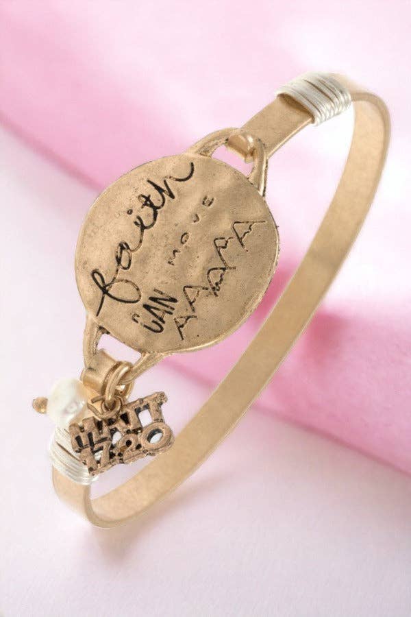 Worn Gold Positive Message Disk Bangle Bracelet for wholesale on Faire0