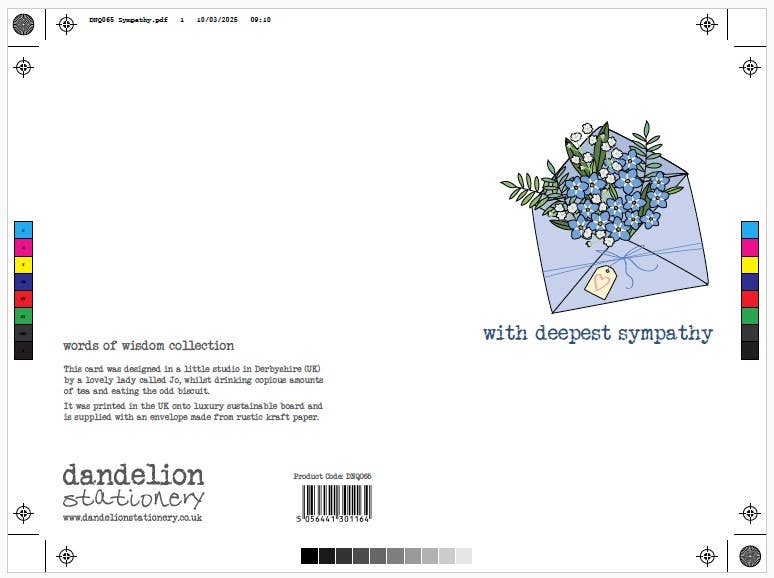 Notes & Queries, Inc. - Wholesale Sympathy Card - SYMPATHY GREETING CARD FLOWERS LETTER  DANDELION0