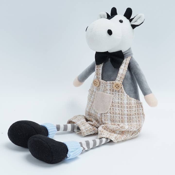 Adorable vaca de peluche con peto para decoración del hogar para venta al por mayor de NARWEY INC