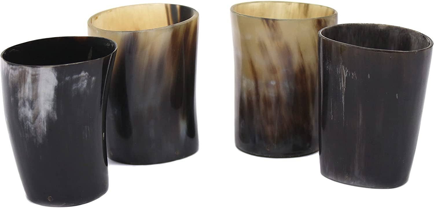 OnlyViking - Wholesale Drinking Glass/Cup - Viking Drinking Horn (Set Of 7) | 2 Mugs + 4 Shot Glass1