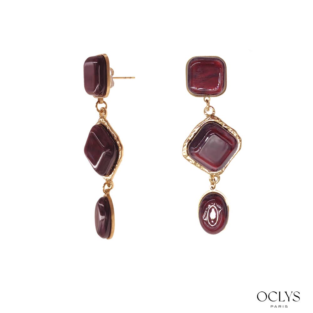 Oclys - Wholesale Dangle Earrings - Gani colored resin gold stainless steel earrings1