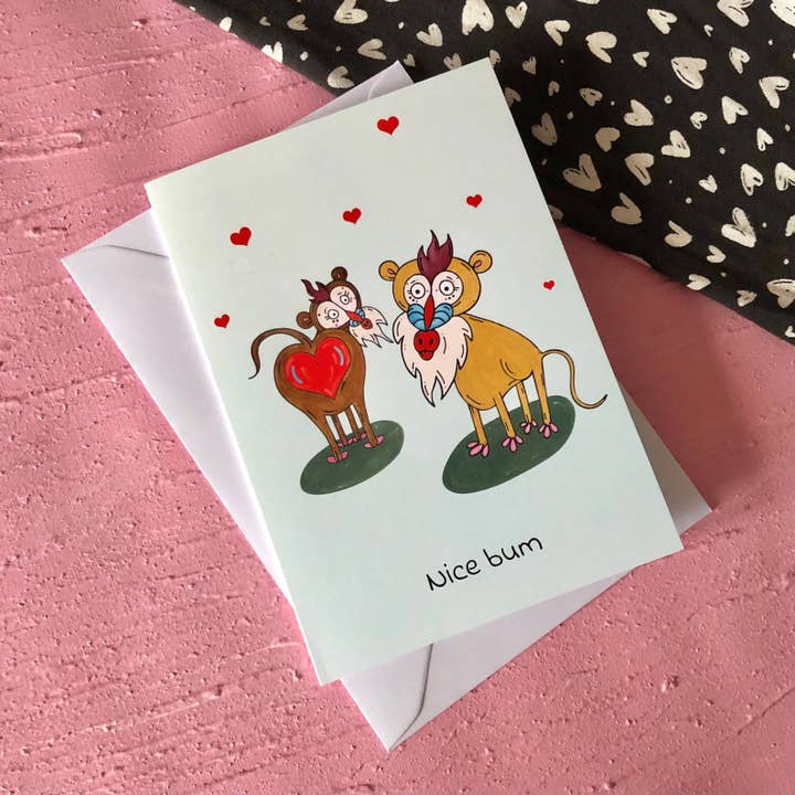 Nice Bum Greeting Card for wholesale by Quack Animal Art