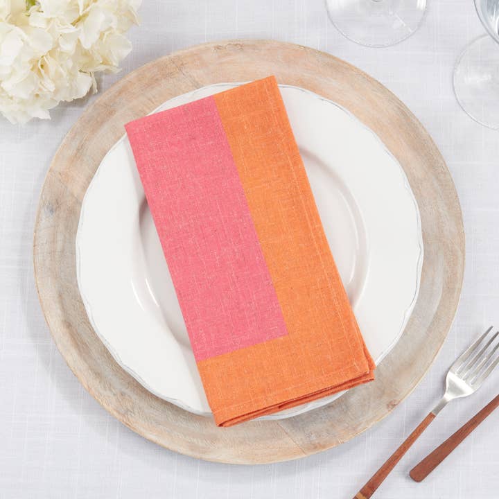 Fennco Styles - Wholesale Dinner & Cloth Napkin - Pink-Orange Two Tone 20" Cloth Napkin
