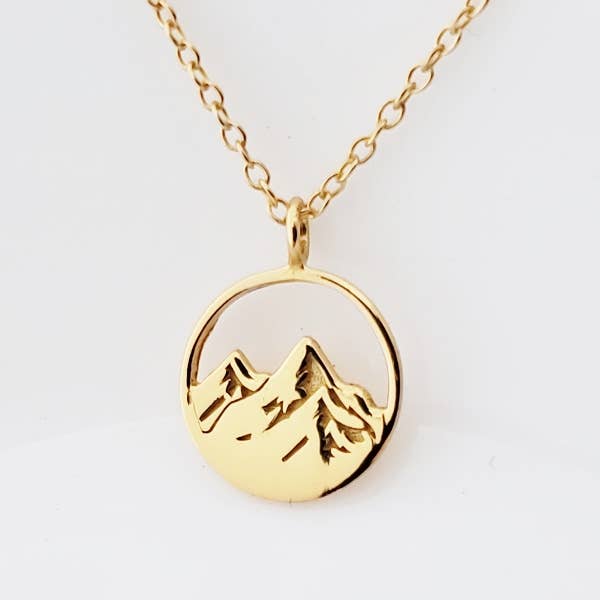Sosie Designs - Wholesale Pendant/Charm Necklace - Gold Mountain Etched Necklace