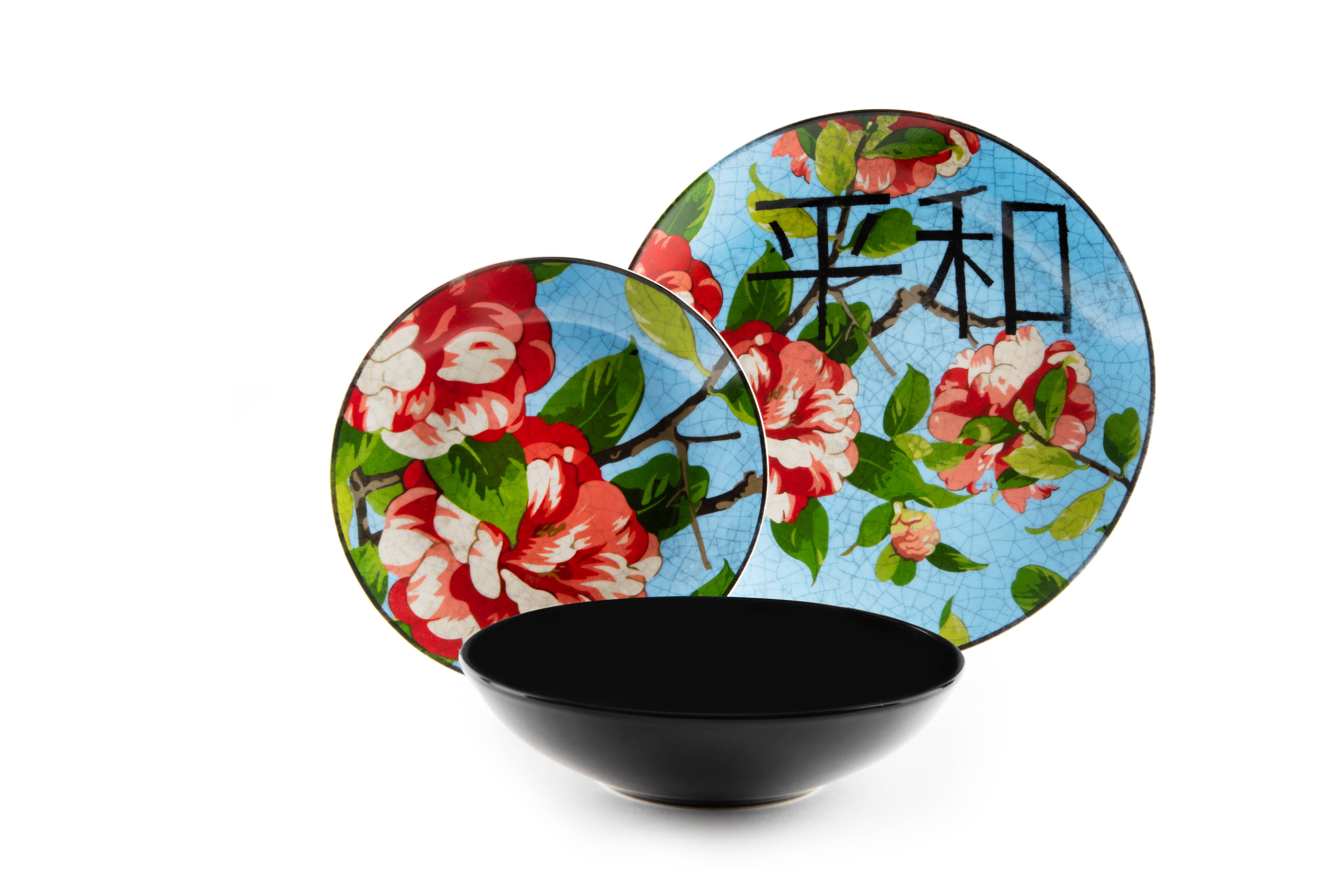 multicolour 18 Furisode Dinnerware Set for wholesale on Faire4