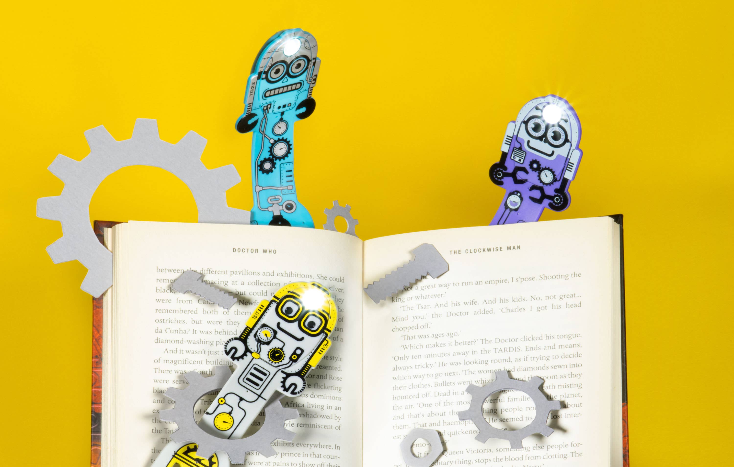 Blue Flexilight Robot BookLight/Bookmark in one for wholesale on Faire1