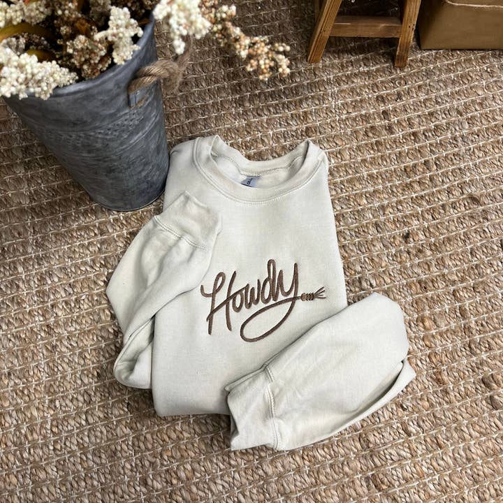 Lhite Graphics - Wholesale Sweatshirt - Unisex - Howdy Embroidered Crewneck Sweatshirt1