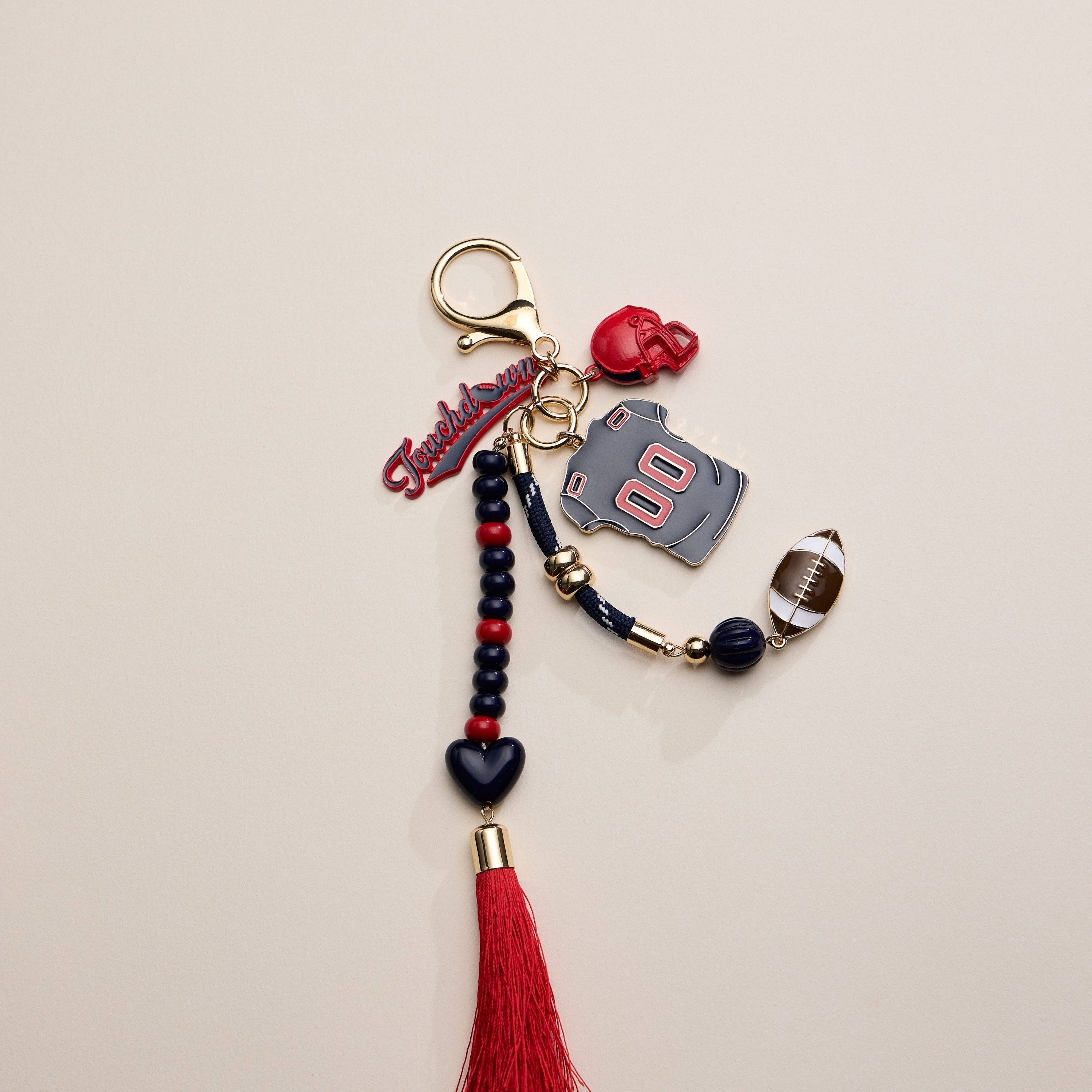 Lilla Haven - Wholesale Keychain - Women's - Gameday Football Keychain – Football Jersey, Helmet, Touchdown Charm & Tassel Bag Accessory23