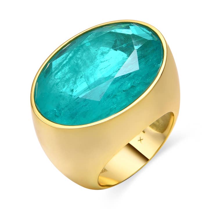 Anillo Luxenter de Plata de Ley 925 y Circonita Verde acabado oro amarillo de 18k - Jadir for wholesale by Luxenter