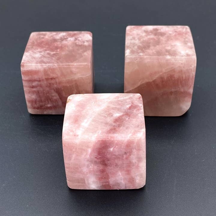 Rose Calcite Gemstone Cube for wholesale by Crystal River Gems LLC