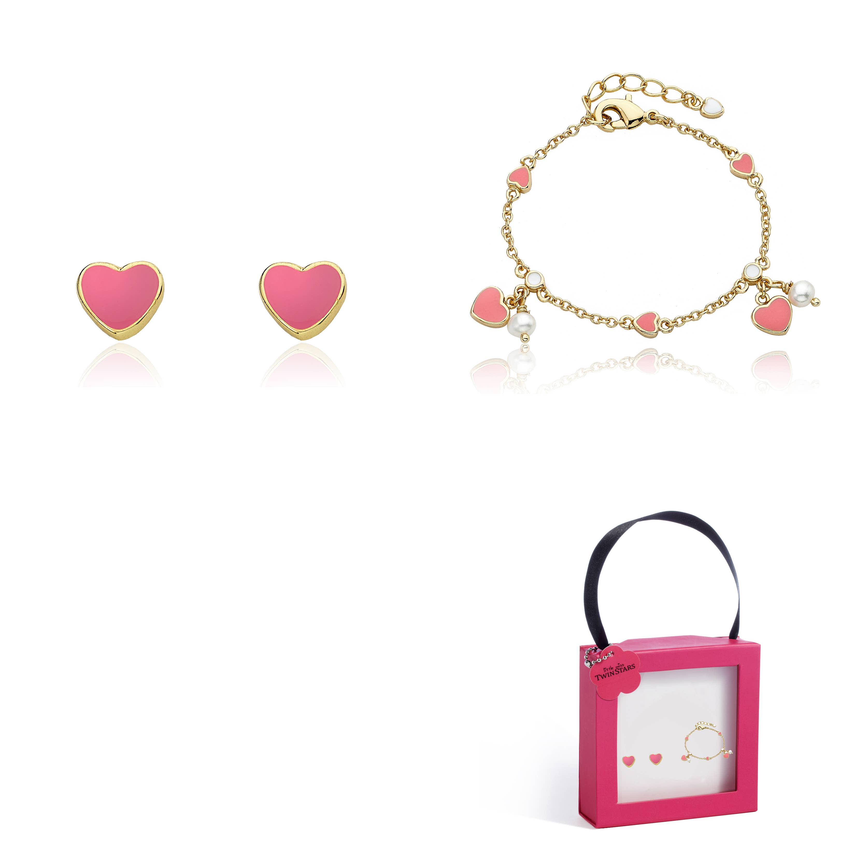 Little Miss Twin Stars - Wholesale Charm/Dangle Bracelet - Enamel Heart Dangle Bracelet2