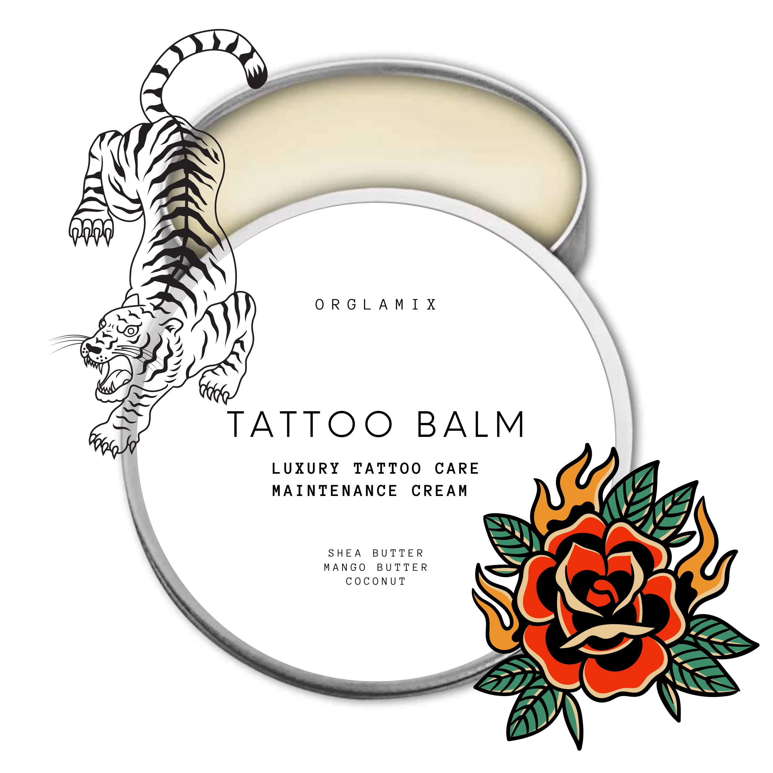 Orglamix - Vente Pommades/soins pour tatouage - Baume pour tatouage | Beurre de luxe, crème réparatrice et entretien2