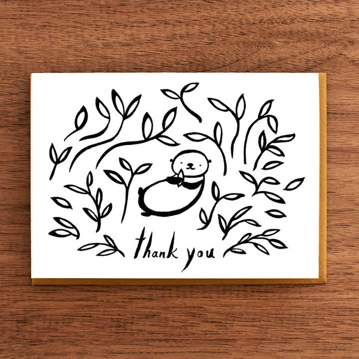 Fomato - Wholesale Thank You Card - Letterpress Thank You Card:  Bear Among Leaves0