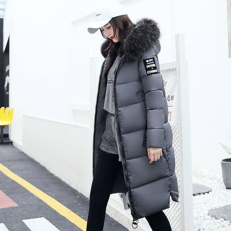 UZ Wholesale Store - Wholesale Puffer Jacket - Women's - Hooded Mid-Length Down Coat With Big Faux Fur Collar1