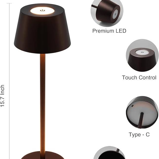 LivingTaste Home Inc - Wholesale Accent/Desk Lamp - 2-Pack Cordless 5000mAh Rechargeable LED Table Brown Lamp3