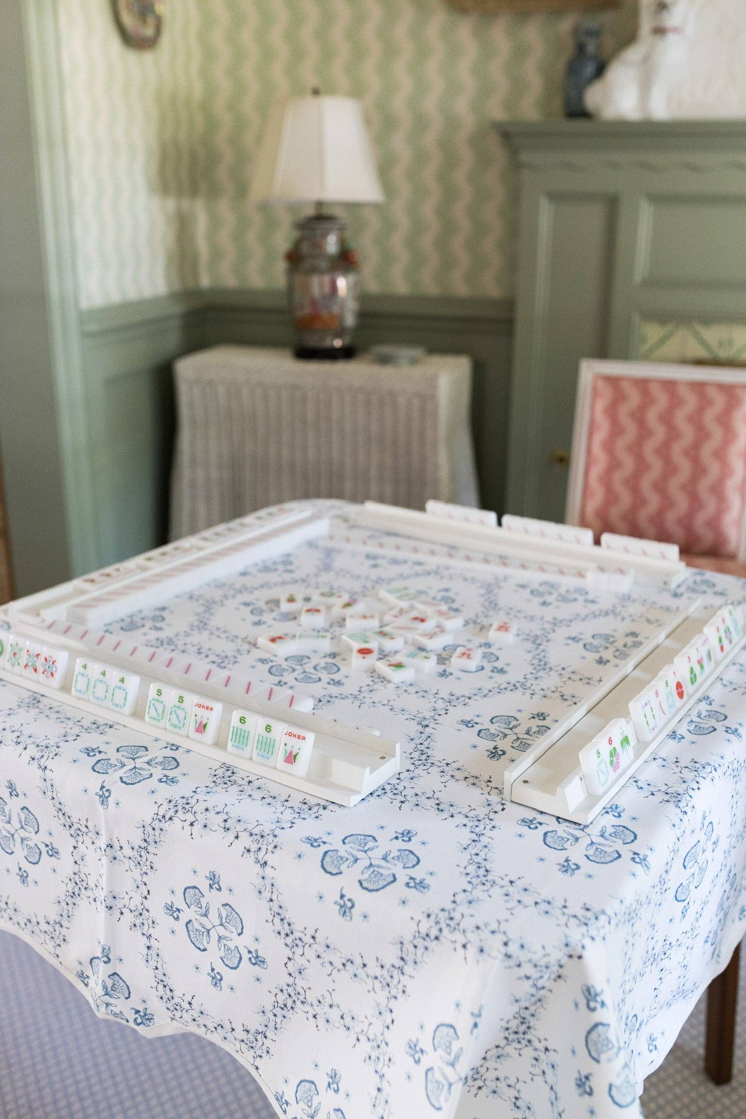 Frances Fields Home, formerly Fenwick Fields - Wholesale Tablecloth - WHOLESALE Scalloped Square Table Topper | Floral Trellis3