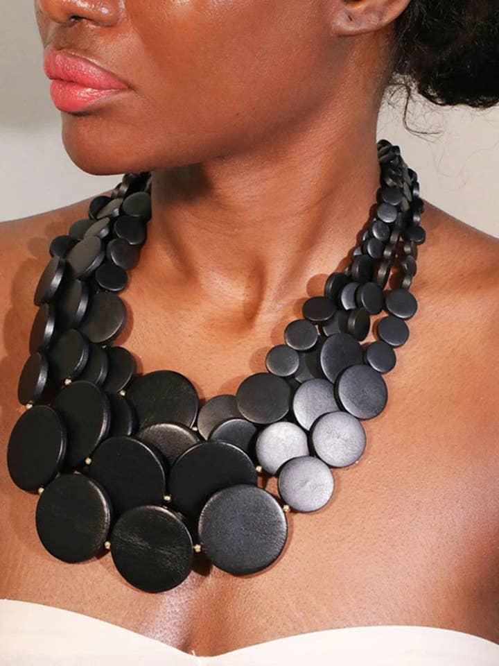 Handgemaakte Houten Kralen Statement Ketting – Vintage Feest Sieraden voor wholesale door DUA MENKA