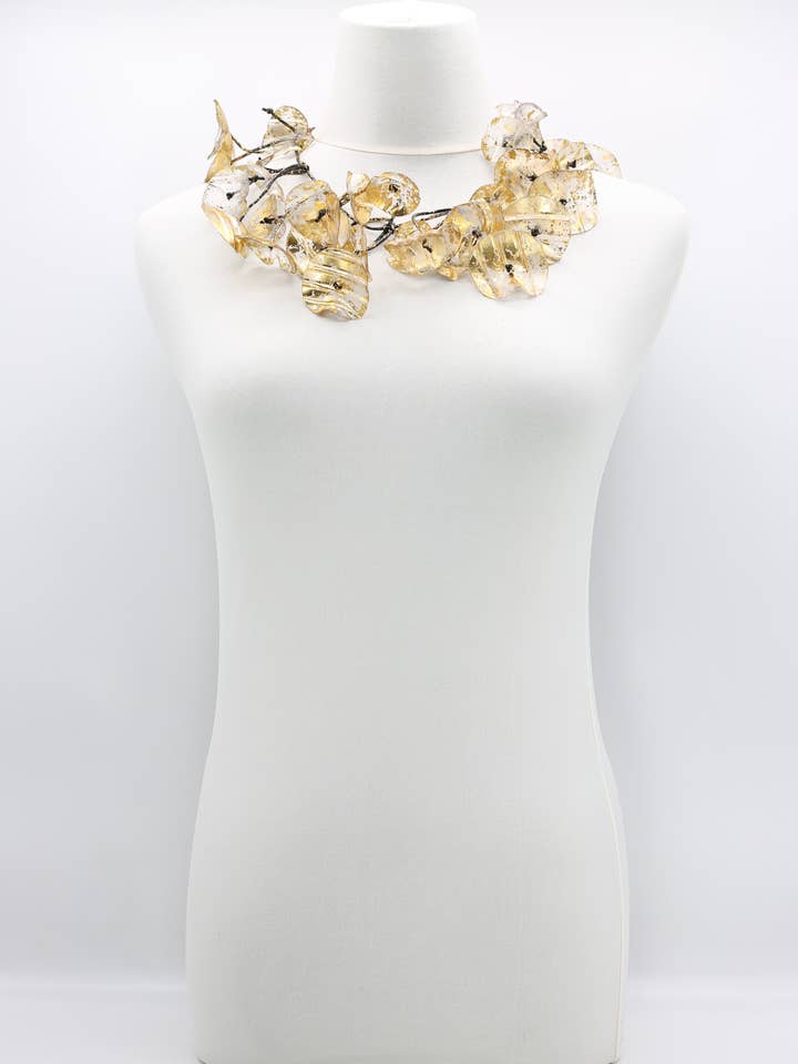 Recycled Plastic Water Lily Leaf Necklaces - Short for wholesale by Jianhui London