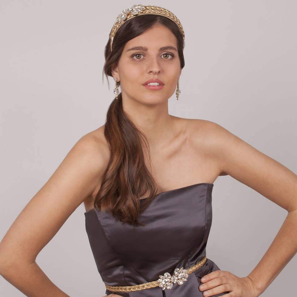 Flormoda - Vendita all'ingrosso Cintura - Donna - Cintura Party Cassandra in oro con decorazione di cristalli2