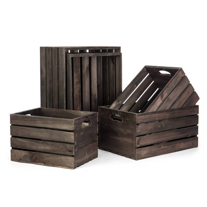 Willow Group - Wholesale Storage Bin - S/5 BROWN WOOD CRATES