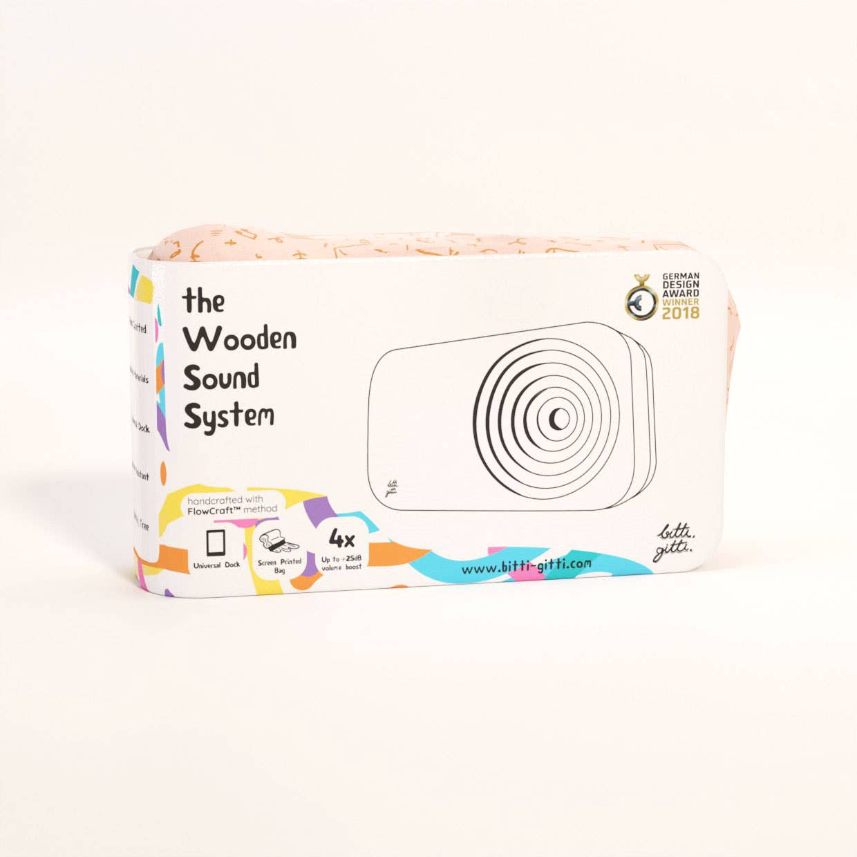 Bitti Gitti Design Workshop – wholesale Högtalare – Trähögtalare för smartphone, Marmorerad utgåva9