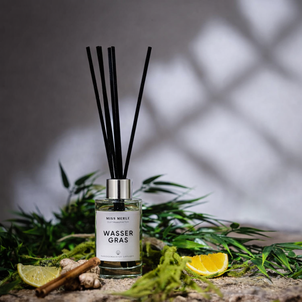MISS MERLE Duftmanufaktur - Wholesale Reed Diffuser - Scented Sticks WATER GRASS - Ginger & Lemongrass1