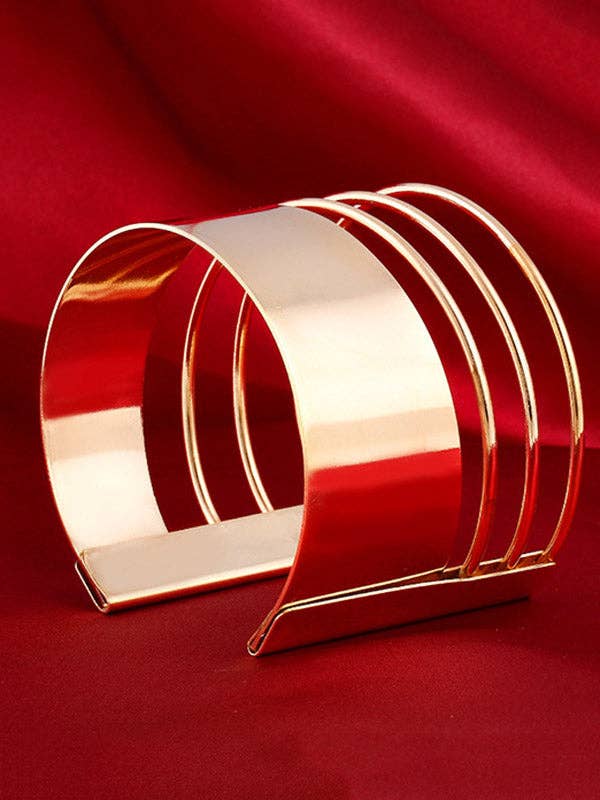 Sheer Trend - Vente Bracelet manchette - Accessoires de bracelet géométrique creux de couleur unie5