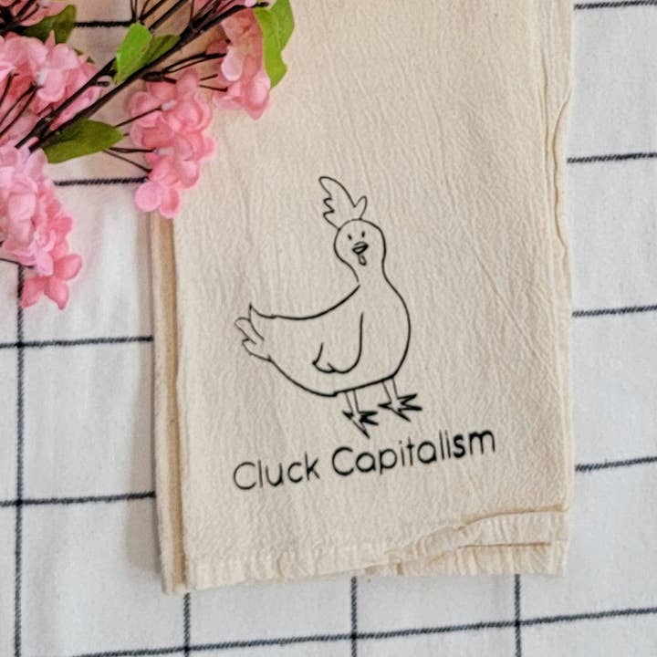 Torchon Cluck Capitalism pour la vente par Brumbams Creations