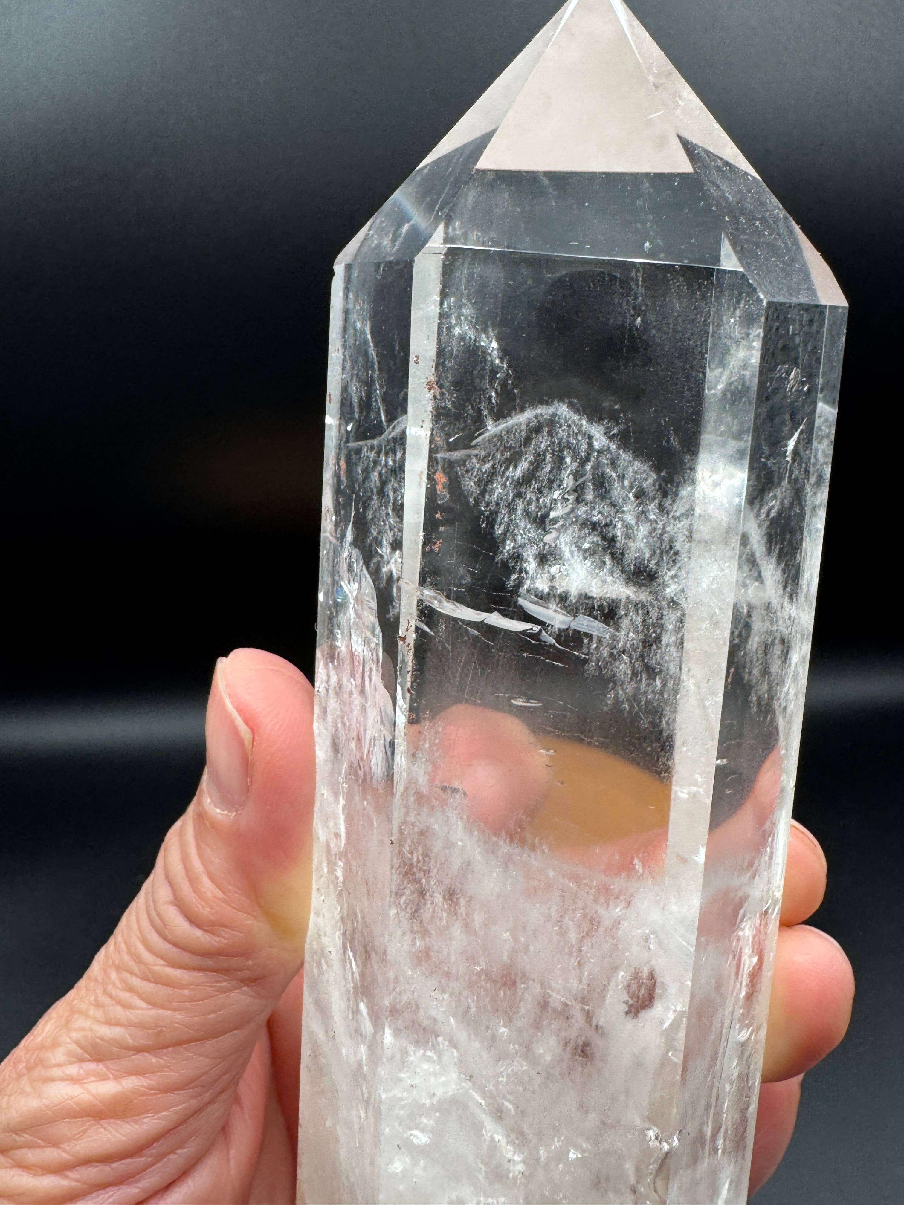 The 7 Directions - Wholesale Spiritual Stone/Crystal - Unique quartz phantom DT on custom stand H2858