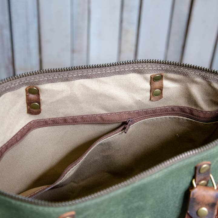 In Blue Handmade - Wholesale Tote Bag - Women's - Waxed Canvas 70's Small Bowler Bag | Lined4
