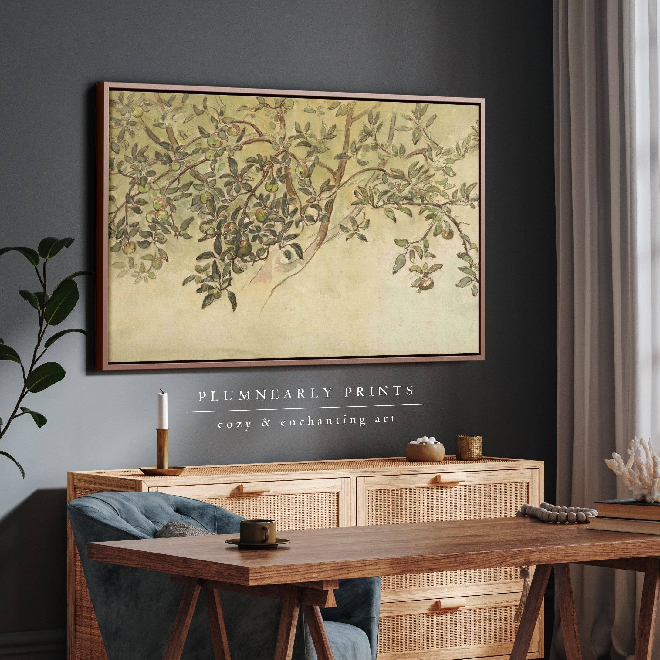 Plumnearly Prints - Wholesale Canvas Art - Shirlaw Apple Tree Watercolor Painting Framed Canvas Art 11