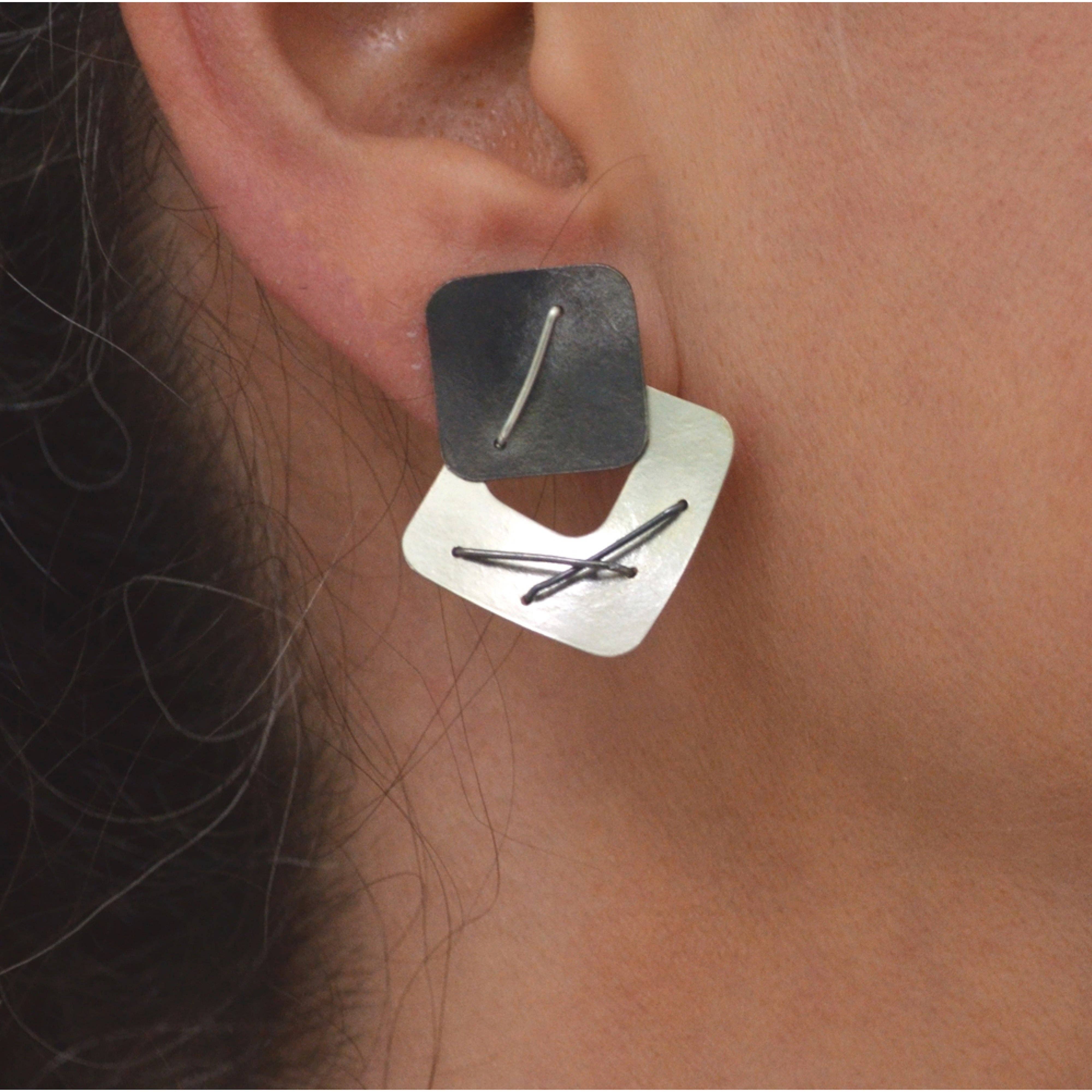 Suzanne Schwartz Jewelry - Wholesale Dangle Earrings - Two Square Layered Earrings0