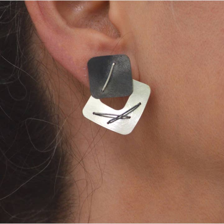 Suzanne Schwartz Jewelry - Wholesale Dangle Earrings - Two Square Layered Earrings