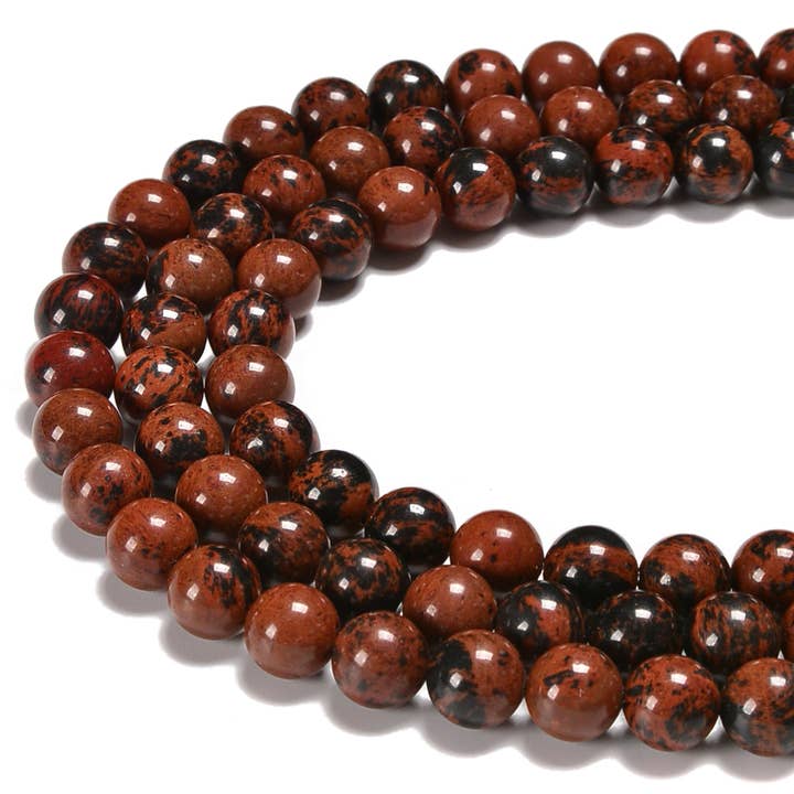 CRCBEADS - Wholesale Beads - Natural Mahogany Obsidian Smooth Round Beads Size 6mm 8mm 10mm 15.5'' Strand5