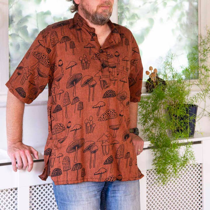 Siesta – wholesale Buttoned-down shirt – Men's – Mushroom Print Short Sleeved Kurta8