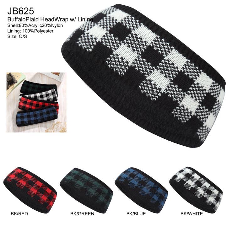 Jb625 - Faixa de cabeça de uma dúzia com detalhes em xadrez de búfalo por atacado de Jasper Trading LLC